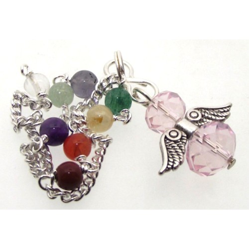 Pink Crystal Angel Charm Chakra Pendulum